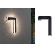 Paulmann LED solar-huisnummer 7 Solar-Hausnummer, zwart, Kunststof, Modern, Wandlamp buiten