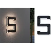Paulmann LED solar-huisnummer 5 Solar-Hausnummer, zwart, Kunststof, Modern, Wandlamp buiten