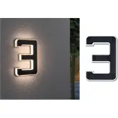 Paulmann Solar LED-huisnummerverlichting incl. verwisselbare accu Nummer 3 IP44 3000K 6lm Zwart