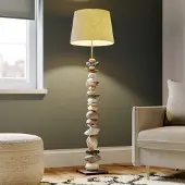 ONLI Vloerlamp Vera, alu / grijs / zink, Woon-/ Eetkamer, Textiel / Stof / Zijde, vloerlamp