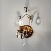 ONLI Wandlamp kristal Teresa, dimbaar, brons / oud-messing, Woon-/ Eetkamer, metaal, Antiek, Wandlamp