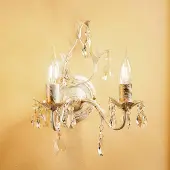 ONLI Wandlamp kristal Teresa, dimbaar, crème / amber, Woon-/ Eetkamer, metaal, Antiek, Wandlamp