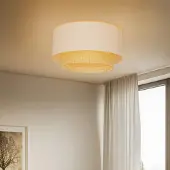 Duolla Plafondlamp Boho, dimbaar, wit / opaal, Slaapkamer, Textiel / Stof / Zijde, plafondlamp