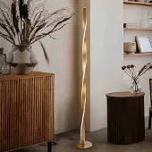 Schuller Valencia LED-vloerlamp Twist, messing / goud, Woon-/ Eetkamer, Aluminium, LED vloerlamp