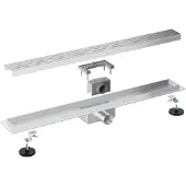 FortiFura Galeria douchegoot - 90cm - met rooster - met vloerflens - PVD - geborsteld RVS SW679911/SW679918