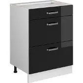 Vicco R-Line Keukenonderkast – 60 cm met laden, zonder werkblad Zwart hoogglans