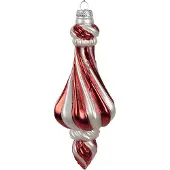 Clayre & Eef Kerstbal Overig Ø 7x18 cm Rood Wit Glas Kerstballen