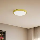 Lamkur Plafondlamp Jaris, dimbaar, messing / goud, Woon-/ Eetkamer, metaal, plafondlamp
