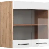 Vicco R-Line Glazen keukenkast – 60 cm Wit Hoogglans