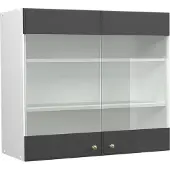 Vicco Fame-Line Glazen keukenkast – 80 cm Antraciet-goud