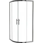 Linie Cadiz douchehoek met hoekinstap met dubbel schuifdeur kwartrond 90 x 90 cm helder glas Brushed Chrome profiel