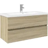 vidaXL 2-delige Badkamermeubelset keramiek en bewerkt hout