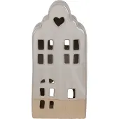 Clayre & Eef Theelichthouder Huis 11x10x23 cm Beige Keramiek