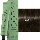 Schwarzkopf Haarverven Igora Zero Amm Cendrés & CoolsPermanent Color Cream 4-13 Middenbruin Cendré Mat