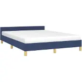vidaXL Bedframe met hoofdeinde zonder matras 140x190 cm stof blauw