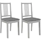 vidaXL Eetkamerstoelen met kussens 2 st massief hout grijs