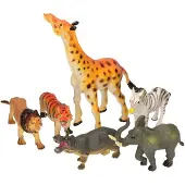 Johntoy Speelgoed Wilde dieren van plastic 6 stuks van ongeveer 10 cm - Speelfigurenset