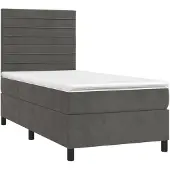 vidaXL Boxspring met matras fluweel donkergrijs 90x190 cm