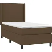 vidaXL Boxspring met matras stof donkerbruin 100x200 cm