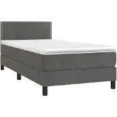 vidaXL Boxspring met matras fluweel donkergrijs 100x200 cm