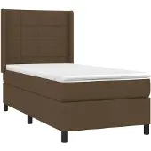vidaXL Boxspring met matras en LED stof donkerbruin 100x200 cm