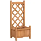 vidaXL Plantenbak met latwerk 40x30x90 cm massief vurenhout bruin
