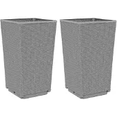 vidaXL Plantenbakken 2 st 32,5x32,5x57 cm polypropeen lichtgrijs