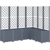 vidaXL Plantenbak met latwerk 160x120x140 cm polypropeen blauwgrijs