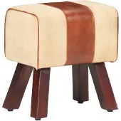 vidaXL Bankje turnbok 38 cm echt leer en massief mangohout bruin