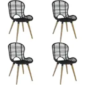 vidaXL Eetkamerstoelen 4 st natuurlijk rattan zwart