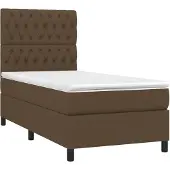 vidaXL Boxspring met matras en LED stof donkerbruin 100x200 cm