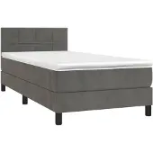 vidaXL Boxspring met matras en LED fluweel donkergrijs 80x200 cm