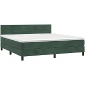 vidaXL Boxspring met matras en LED fluweel donkergroen 180x200 cm