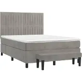 vidaXL Boxspringbed met matras, lichtgrijs, 140x190 cm, fluweel