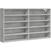vidaXL Vitrinekast 100x15x58 cm bewerkt hout betongrijs