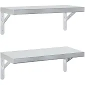 vidaXL Wandschappen 2 st 50x23,5 cm roestvrijstaal zilverkleurig