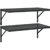 vidaXL Wandschappen 2 st 75x40 cm roestvrijstaal zwart