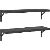 vidaXL Wandschappen 2 st 75x23,5 cm roestvrijstaal zwart