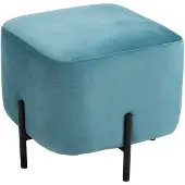 HOMCOM Poef voetenbank voor woonkamer bekleed polyester staal turquoise 838-118
