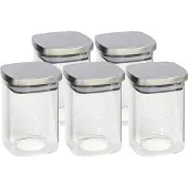 Gerimport Voorraadpot 1400 ml glas - 5x - RVS deksel - luchtdicht - vaatwasserbestendig