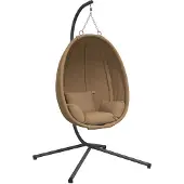 vidaXL Hangstoel met standaard stof en staal taupe