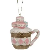 Clayre & Eef Kersthanger Macarons 6x4x7 cm Roze Kunststof Kerstboomversiering Roze Kerstboomversiering