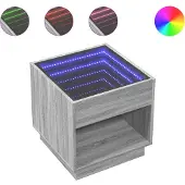 vidaXL Nachtkastje met Infinity LED 50x50x50 cm grijs sonoma eiken