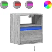 vidaXL Nachtkastjes met LED's 2 st wandgemonteerd grijs sonoma eiken