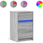 vidaXL Nachtkastje met LED-verlichting bewerkt hout grijs sonoma