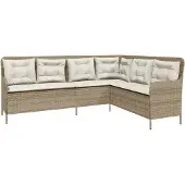 vidaXL - Tuinbank - met - kussens - L-vormig - poly - rattan - beige
