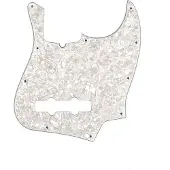 Fender 992170000 pickguard Standard Jazz Bass, 10 screw holes, 4-ply, with truss rod notch, white pearl