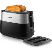 Philips Daily Collection HD2517/90 - Broodrooster 8 standen - 2 snede(n) - 830 W Zwart, Zilver