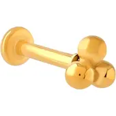 Lucardi Dames Traguspiercing 3bolletjes - Piercing - Cadeau - Staal - Goudkleurig