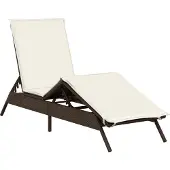 vidaXL Ligbed met kussen poly rattan bruin